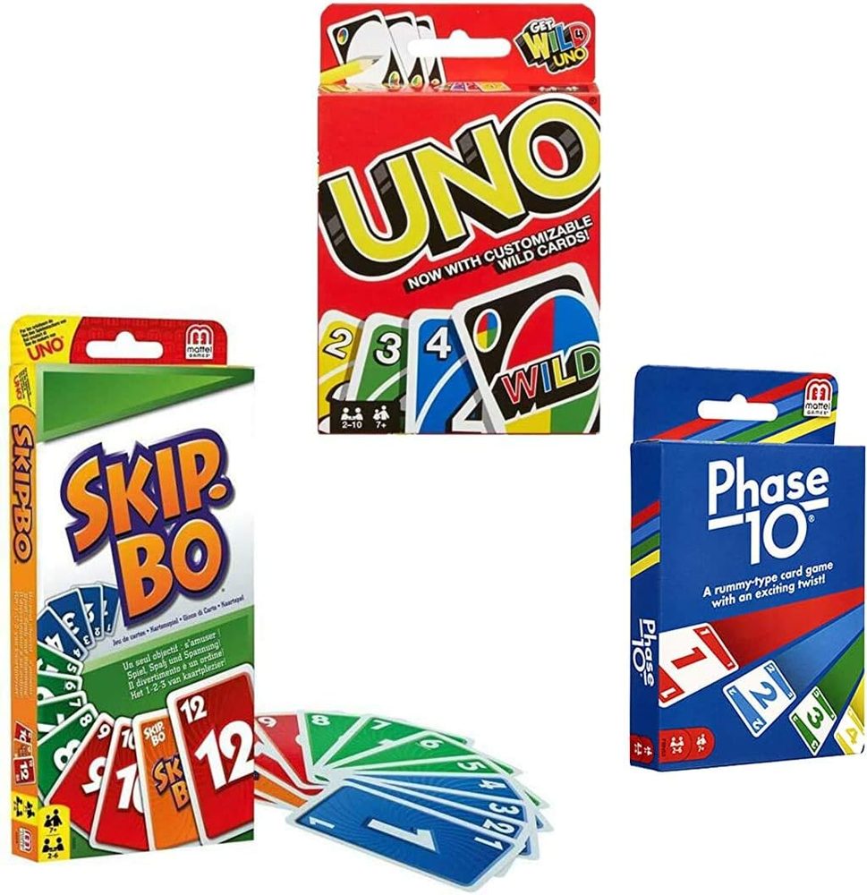 Skip-Bo, UNO & Phase 10 Card Game Set